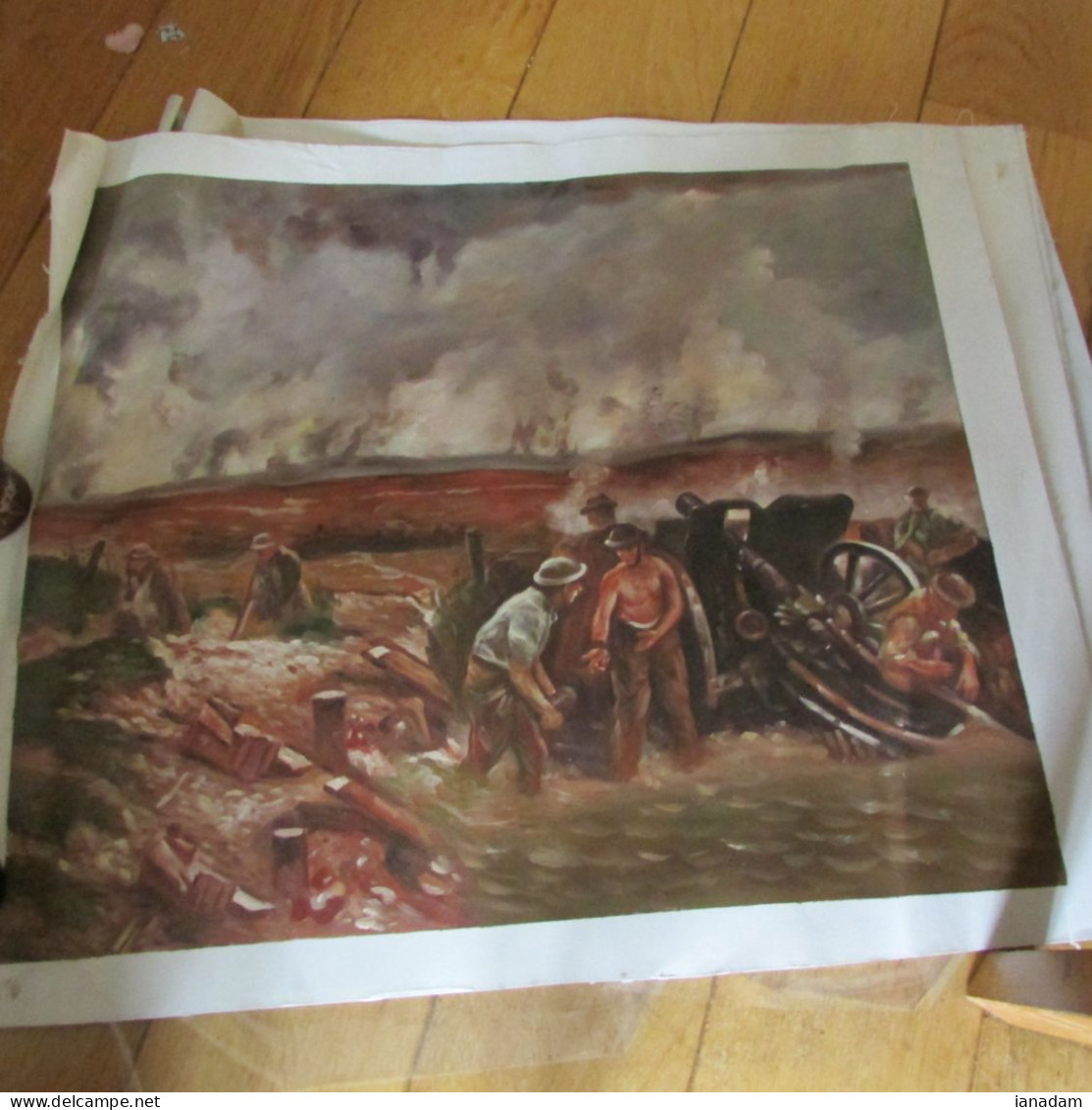 British WW1 Large Oil Painting Artillery - 1914-18