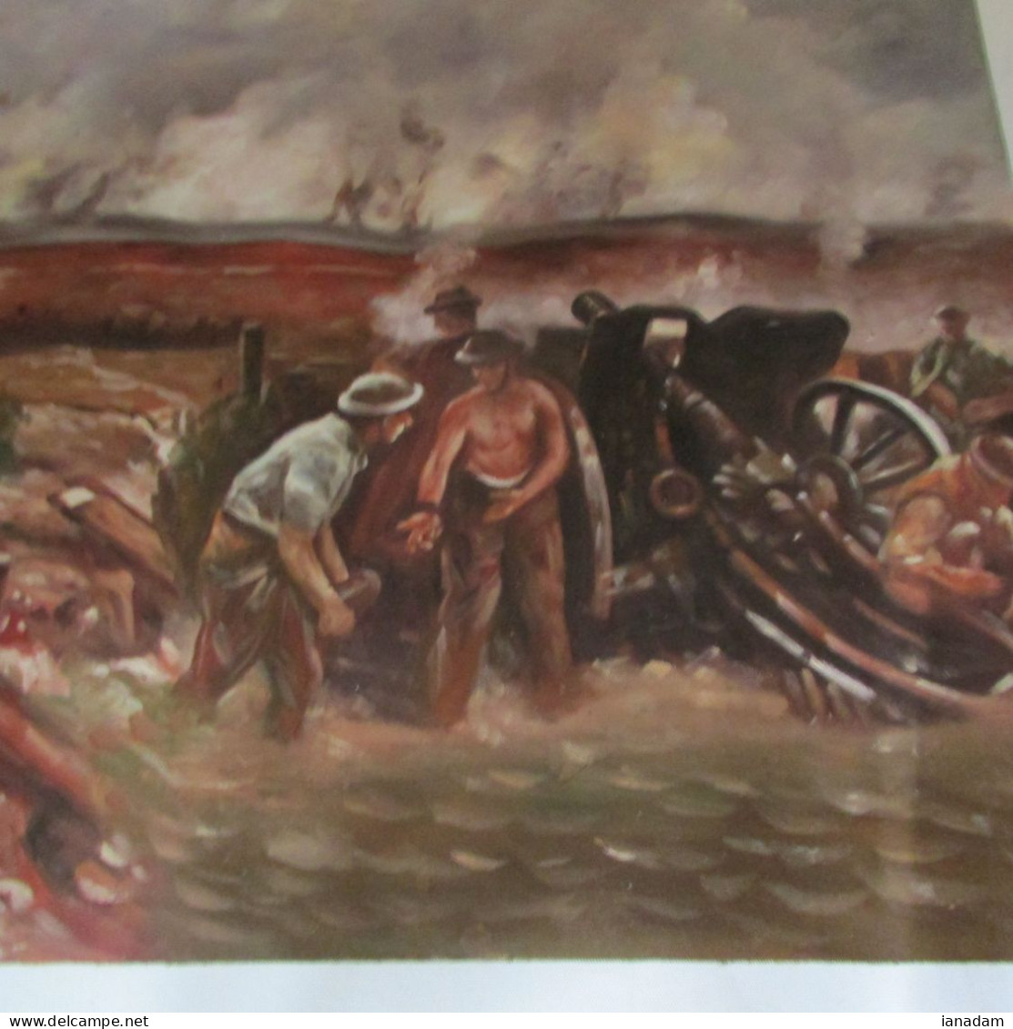 British WW1 Large Oil Painting Artillery - 1914-18