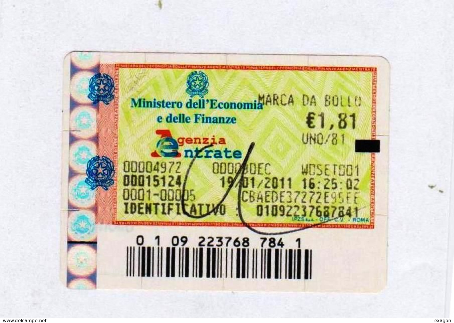 Lotto Di N. 3 MARCE DA BOLLO  USATE  -  Di € 1,81 Cadauna - Anno 2007 -  Stock 105 - Revenue Stamps