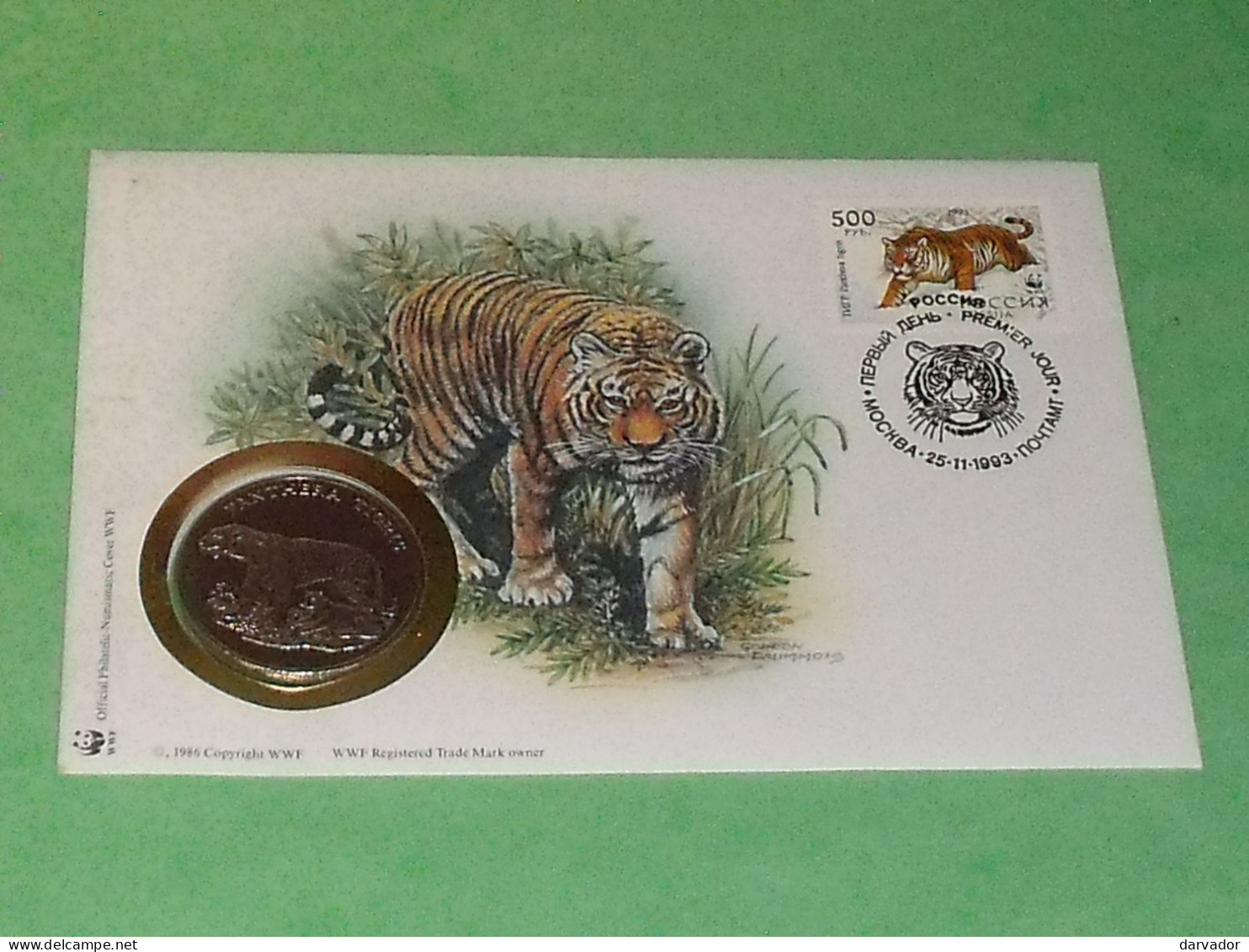 TC25 / Enveloppe WWF + Médaille OU Pièce World Wide Fund For Nature 30 Years , Thème Tigre , Félin  TTB - Oblitérés