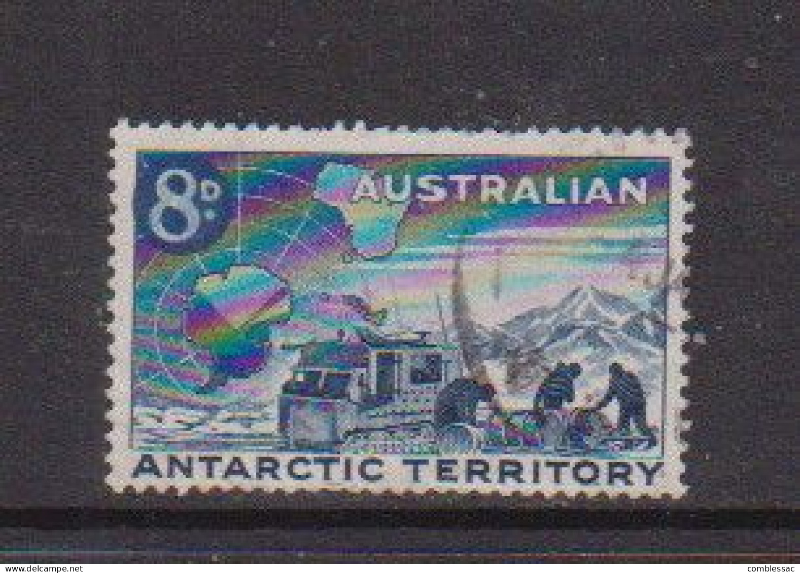 AUSTRALIAN  ANTARCTIC  TERRITORY    1959    8d  On  7d  Black  And  Blue     USED - Gebraucht