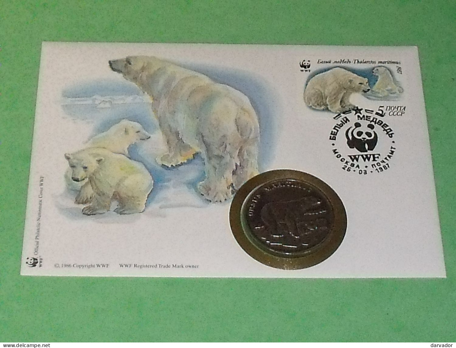 TC25 / Enveloppe WWF + Médaille OU Pièce World Wide Fund For Nature 30 Years , Thème Ours Polaire  TTB - Usati