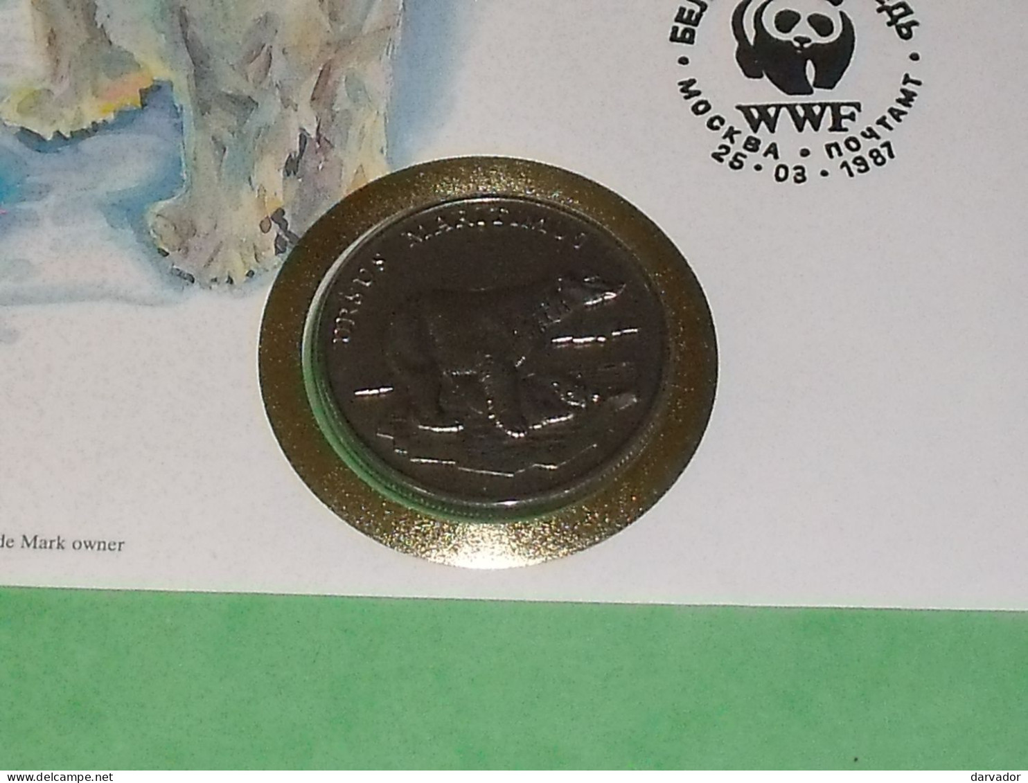 TC25 / Enveloppe WWF + Médaille OU Pièce World Wide Fund For Nature 30 Years , Thème Ours Polaire  TTB - Used Stamps