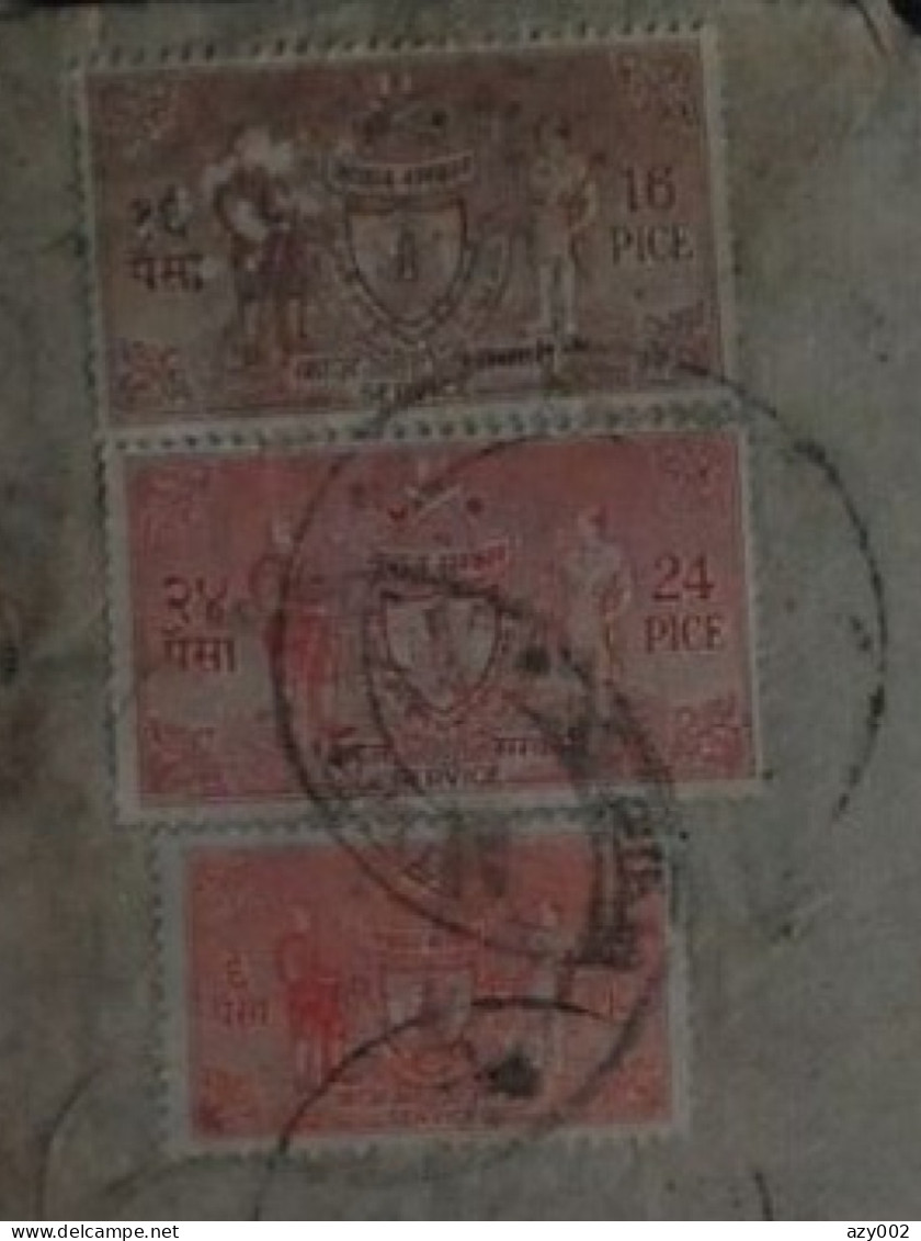INDE - Très Rare Lettre Affranchie Avec 3 Timbres De Service - 6, 16 Et 24 Pice - Cachet étoile - - Official Stamps