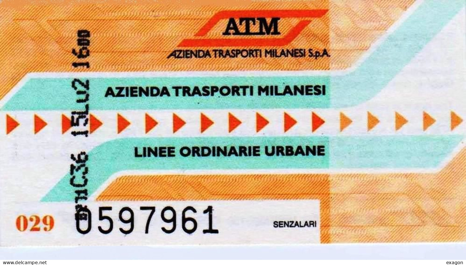 Biglietto  LINEE ORDINARIE URBANE -   Città Di   MILANO  - Anno  2015 - Stock 105 - Europa