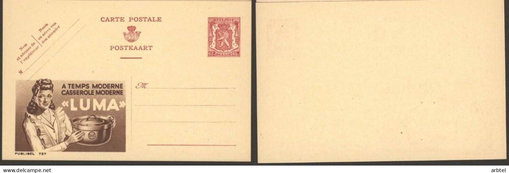 BELGICA ENTERO POSTAL PUBLIBEL 727 CAZUELAS LUMA  COMIDA FOOD - Alimentation