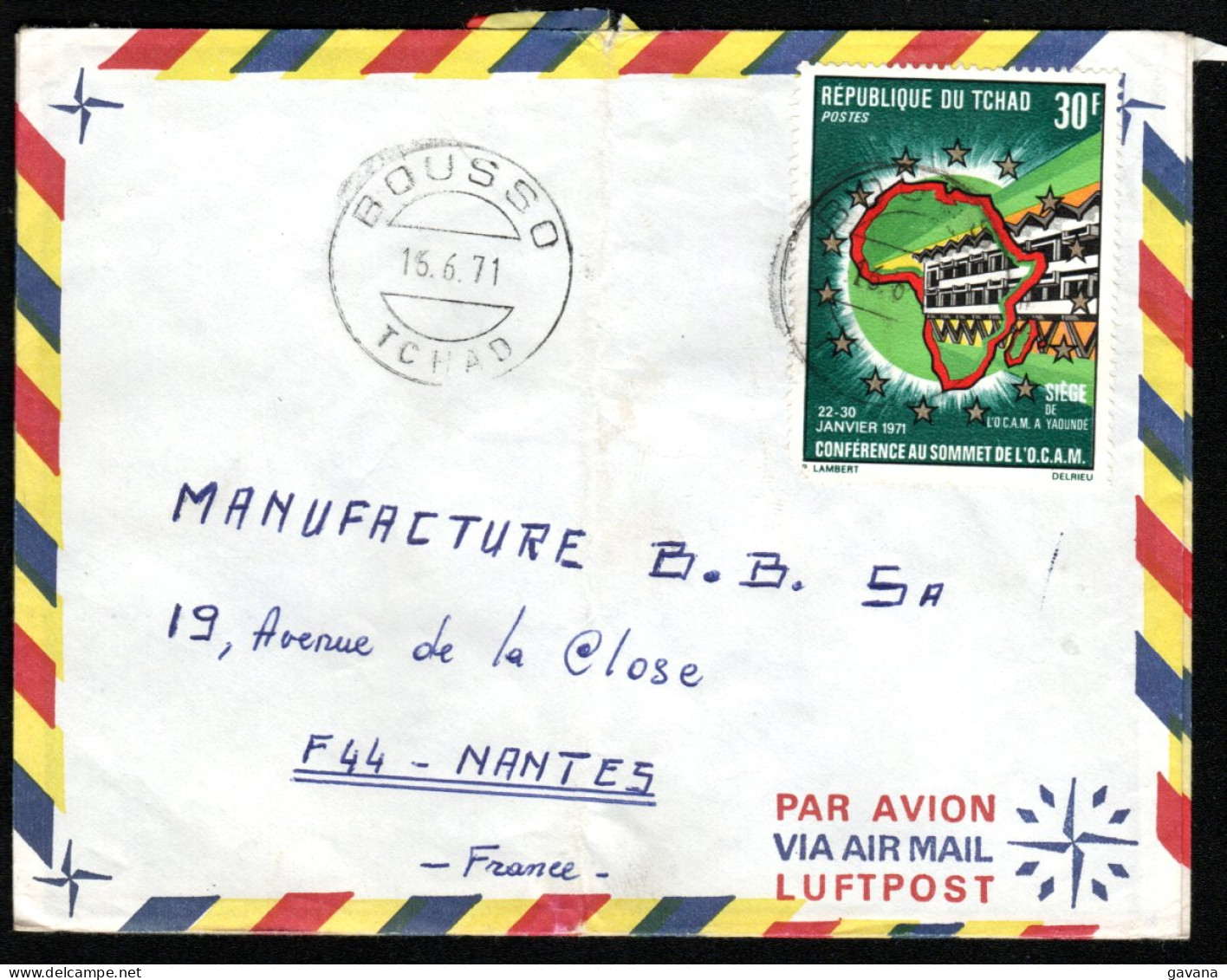 Marcophilie - Lettre Du TCHAD - Cad BOUSSO - 1971 - Tchad (1960-...)