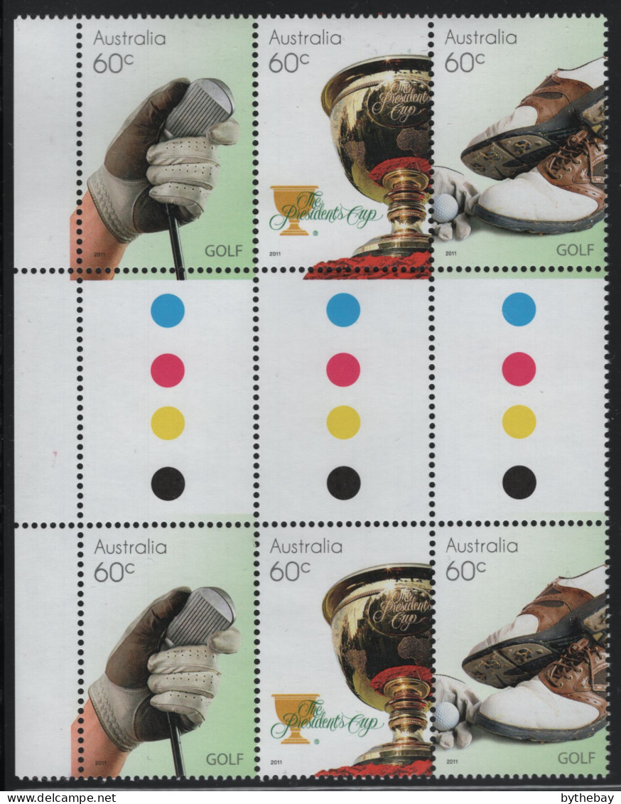 Australia 2011 MNH Sc 3567a 60c Golf Clubs, Trophy, Shoes Gutter - Mint Stamps