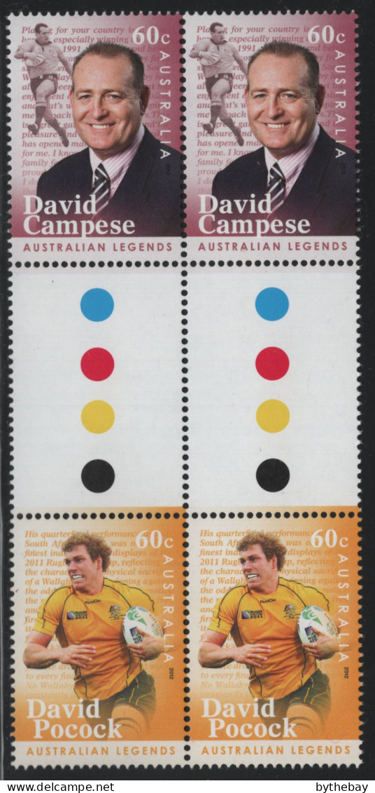 Australia 2012 MNH Sc 3630-3631 60c David Campese, David Pocock Gutter - Mint Stamps