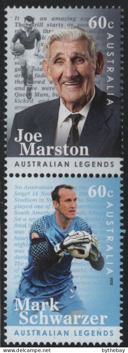 Australia 2012 MNH Sc 3632-3633 60c Joe Marston, Mark Schwarzer Pair - Mint Stamps