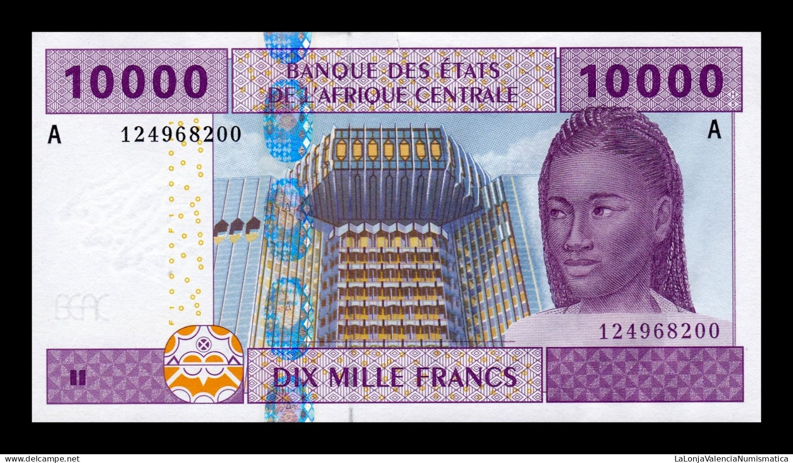 Estados África Central Central African St. Gabón 10000 Francs 2002 Pick 410Aa Sc Unc - Gabun