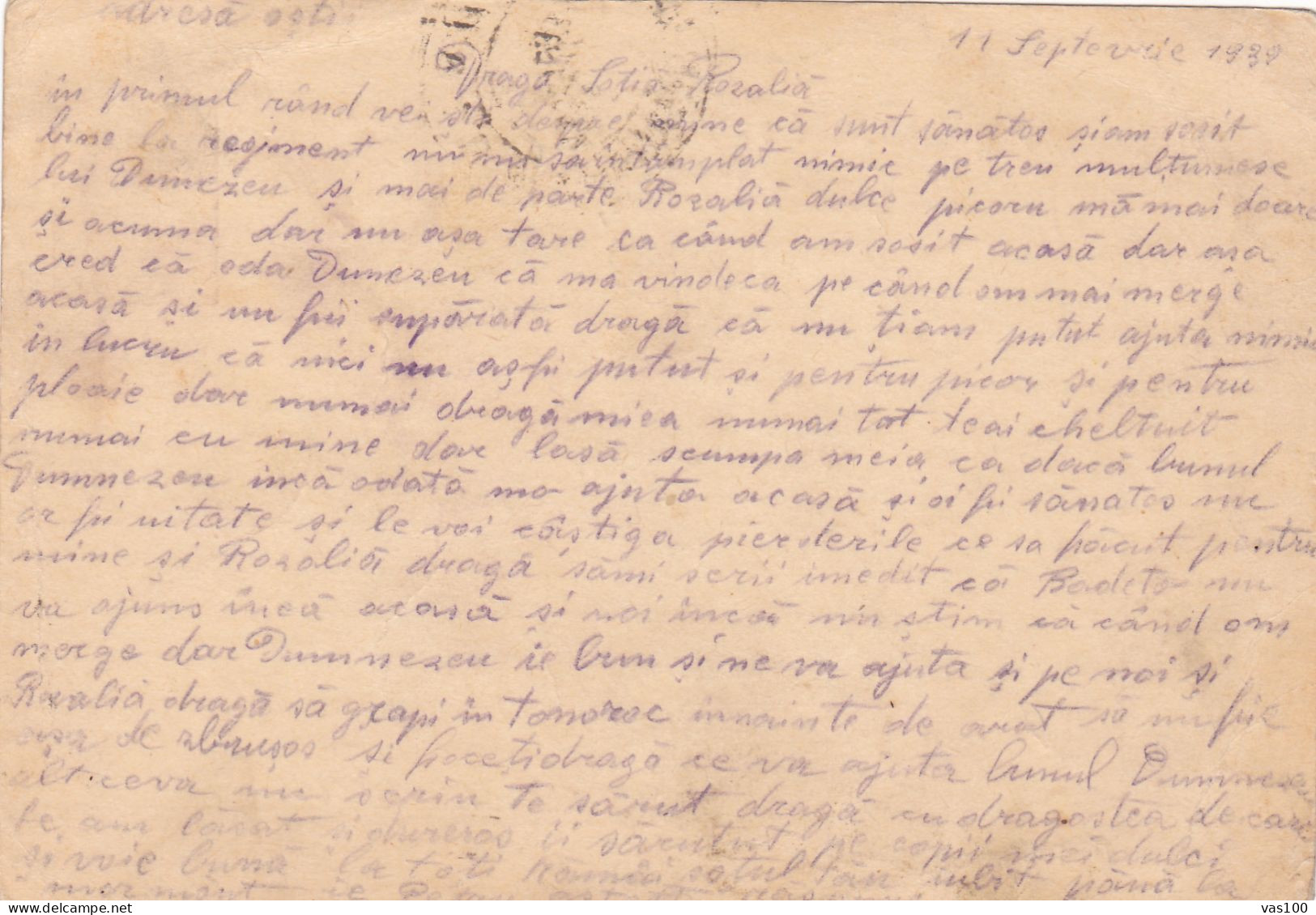 Romania, 1939, WWII Military Censored CENSOR ,POSTCARD STATIONERY, TO PANET MURES. - Cartas De La Segunda Guerra Mundial