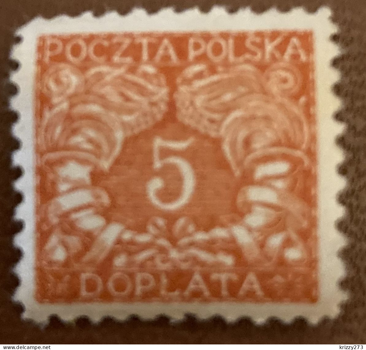 Poland 1919 Postage Due South Poland 5 F - Used - Strafport