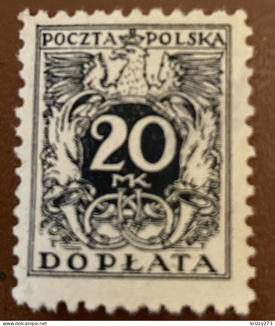 Poland 1921 Coat Of Arms And Post Horn 20 M - Used - Taxe