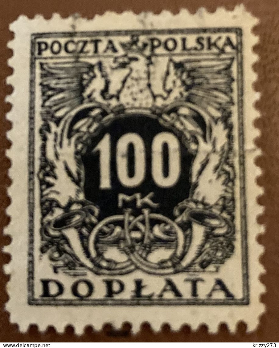 Poland 1921 Coat Of Arms And Post Horn 100 M - Used - Taxe