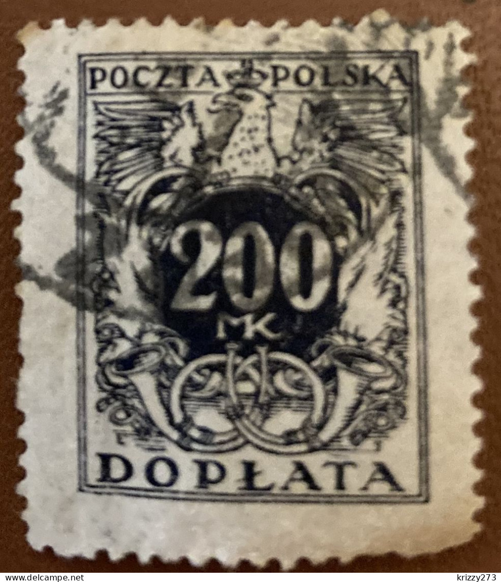 Poland 1923 Coat Of Arms And Post Horn 200 M - Used - Segnatasse