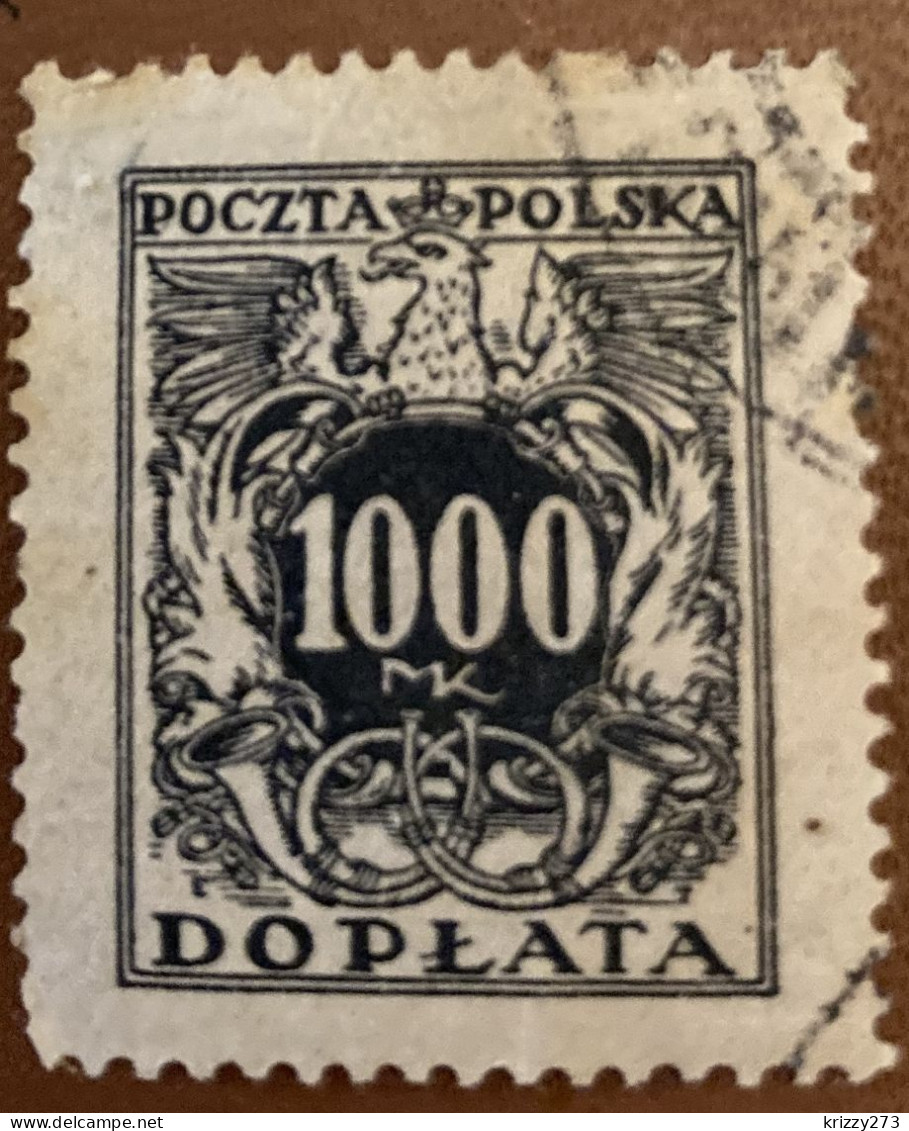 Poland 1923 Coat Of Arms And Post Horn 1000 M - Used - Postage Due