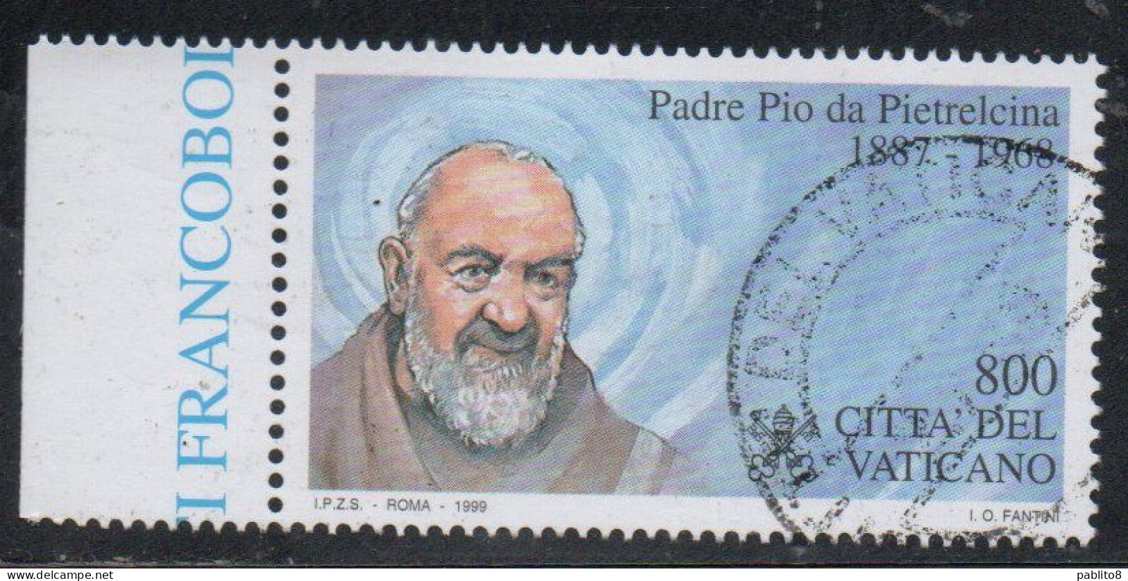 CITTÀ DEL VATICANO VATIKAN VATICAN 1999 PADRE PIO LIRE 900 USATO USED OBLITERE' - Gebruikt