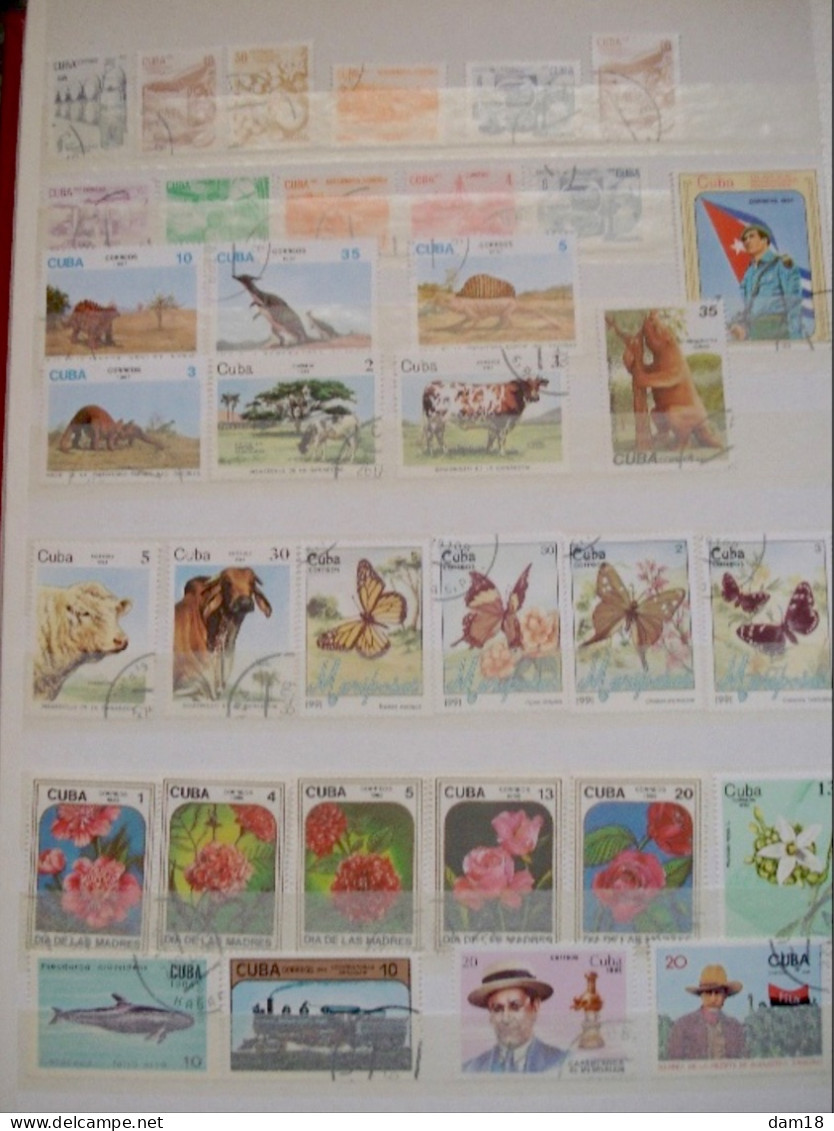 CUBA COLLECTION DE 105 TIMBRES DIFFERENTS TBE THEMES DIVERS VOIR 3 PHOTOS - Collections, Lots & Séries