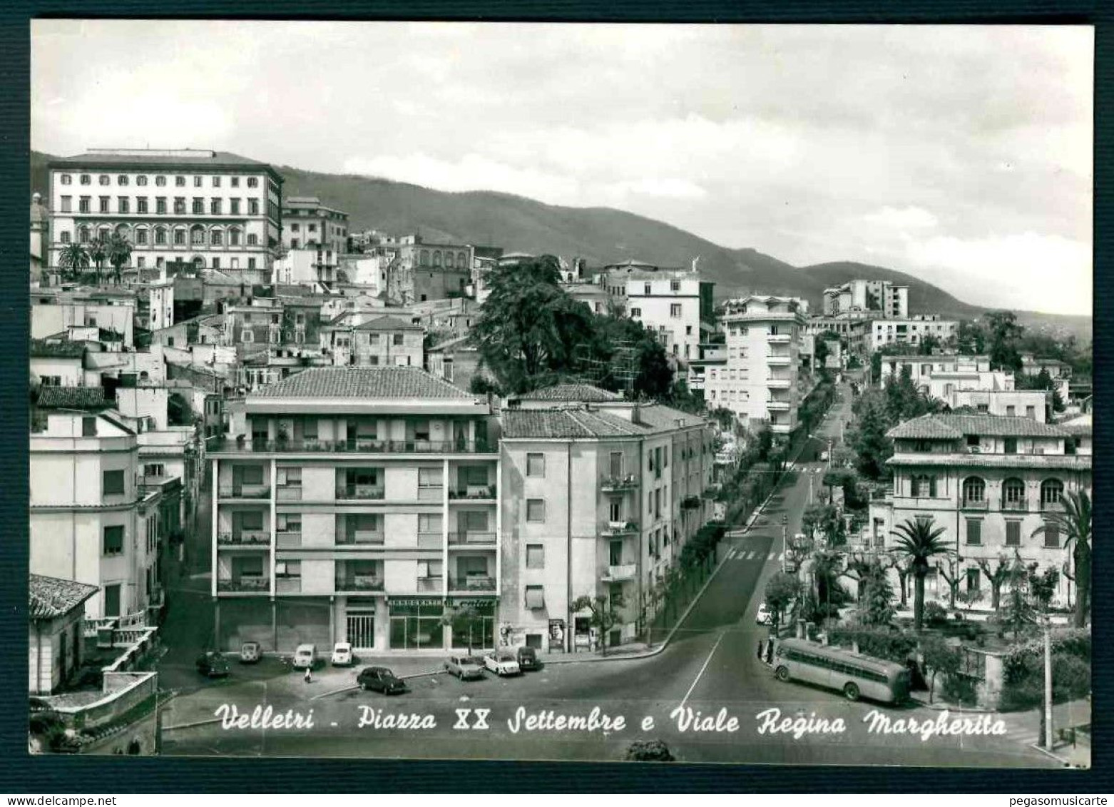 VX088 - VELLETRI - PIAZZA XX SETTEMBRE E VIALE REGINA MARGHERITA - AUTOBUS CAR ANIMATA 1950 CIRCA - Velletri