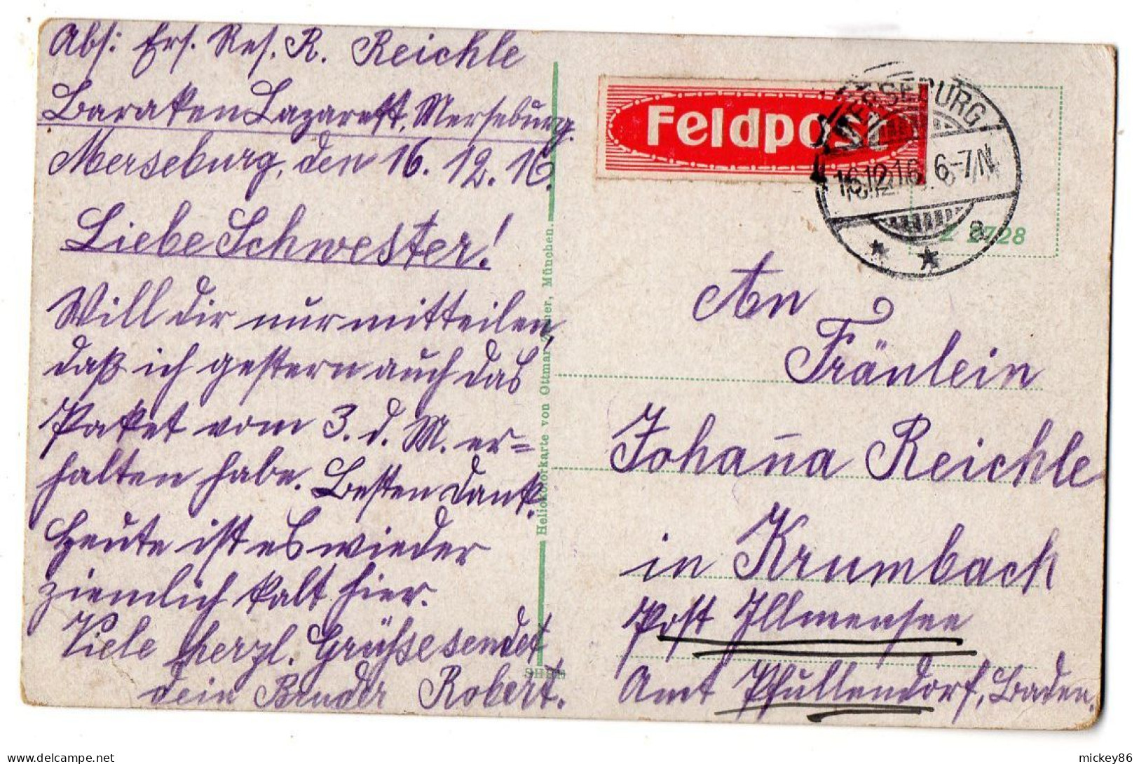 Allemagne-- MERSEBURG --1916 - Das Krumme Tor ......colorisée....cachet...FELDPOST - Merseburg