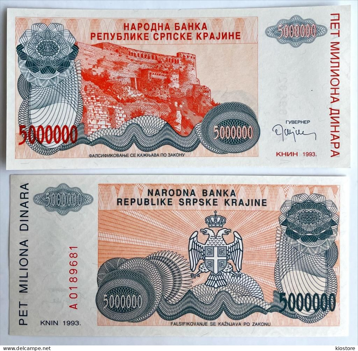 Crotia 5.000.000 5000000 Dinara 1993 UNC - Croatie