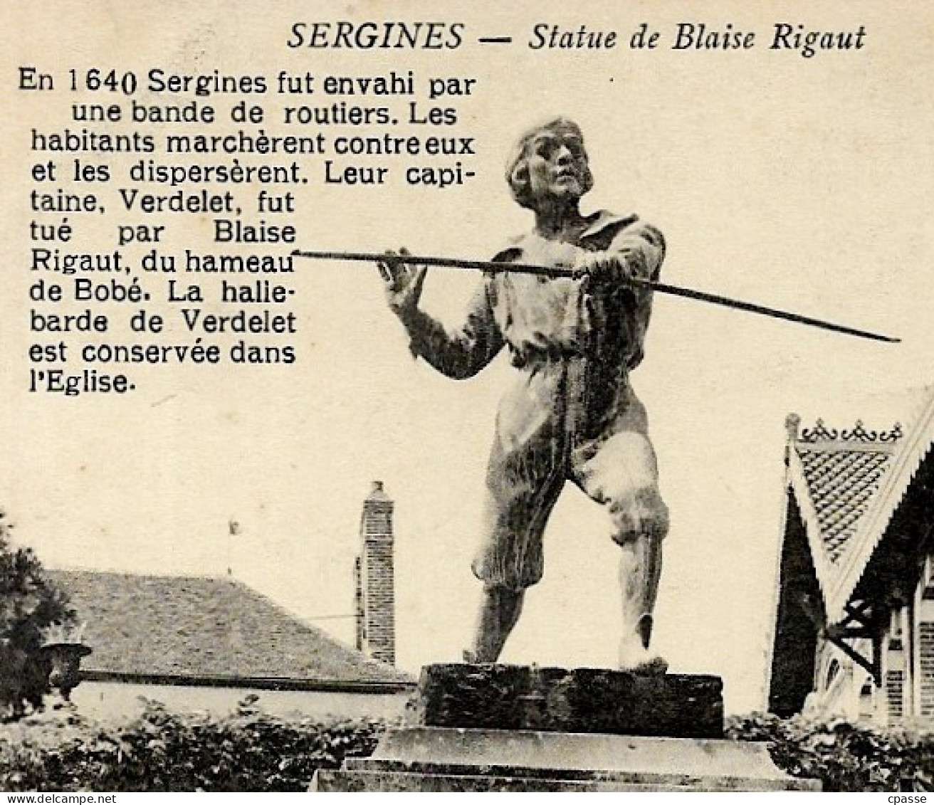 CPA 89 SERGINES Yonne - Statue De Blaise Rigaut - Sergines