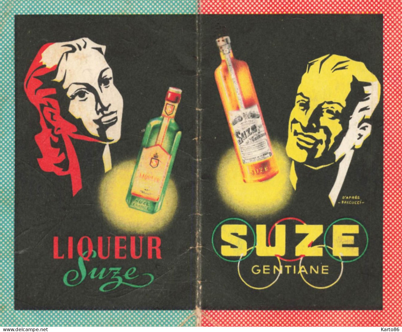 Petit Calendrier Ancien Publicitaire 1955 * Distillerie De La SUZE Maisons Alfort Liqueur Gentiane " Illustrateur - Tamaño Grande : 1941-60