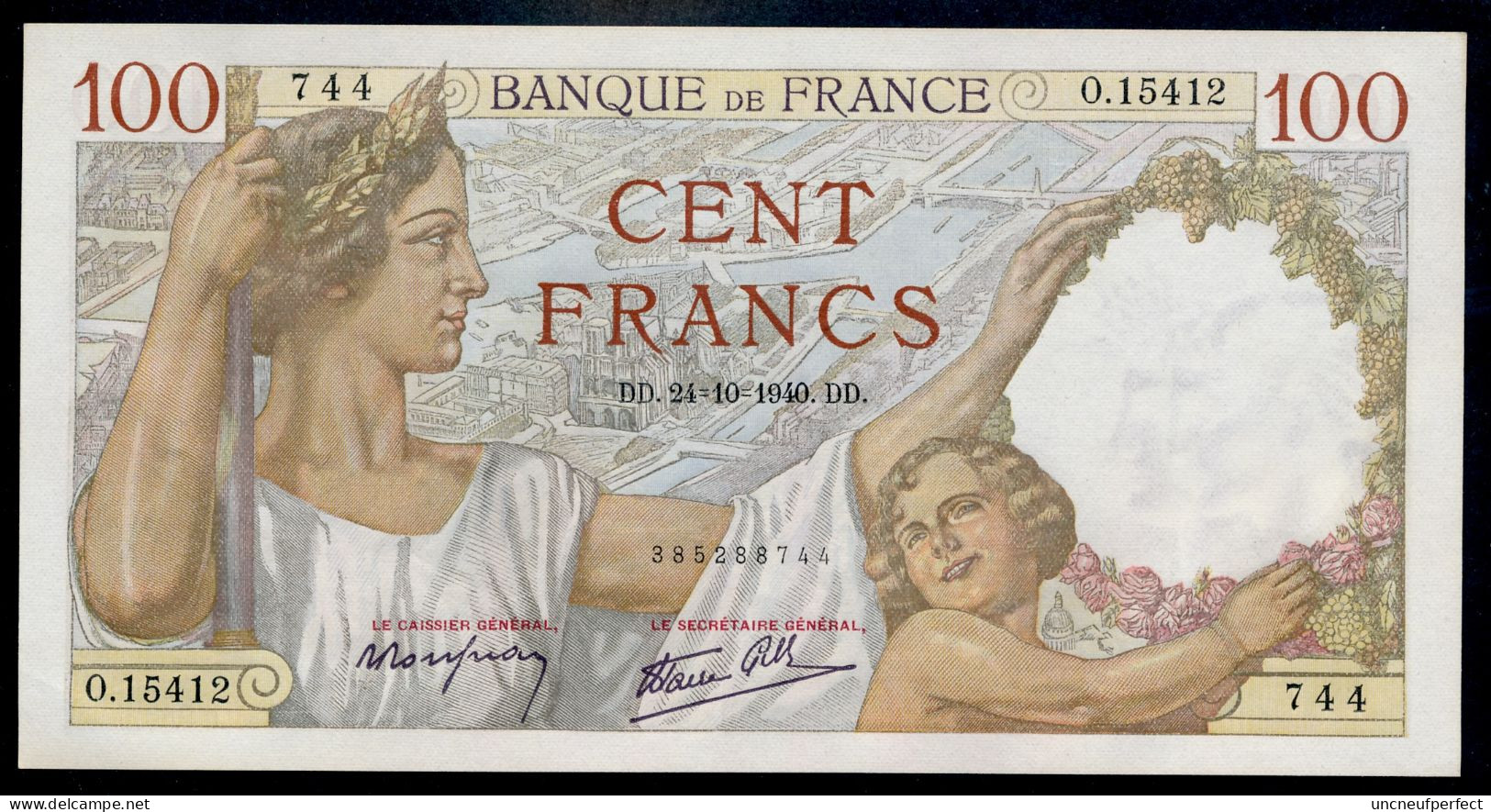 France 100 SULLY  24/10/1940  NEUF UNC Parfait - 100 F 1939-1942 ''Sully''