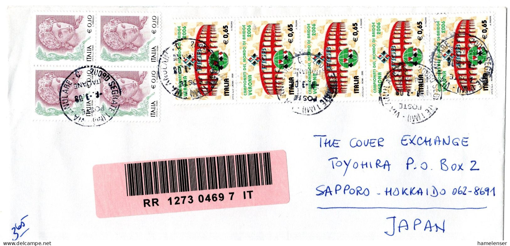 L66093 - Italien - 2008 - 5@€0,65 Bridge-WM MiF A R-Bf SEGRATE -> Japan - 2001-10: Marcophilie