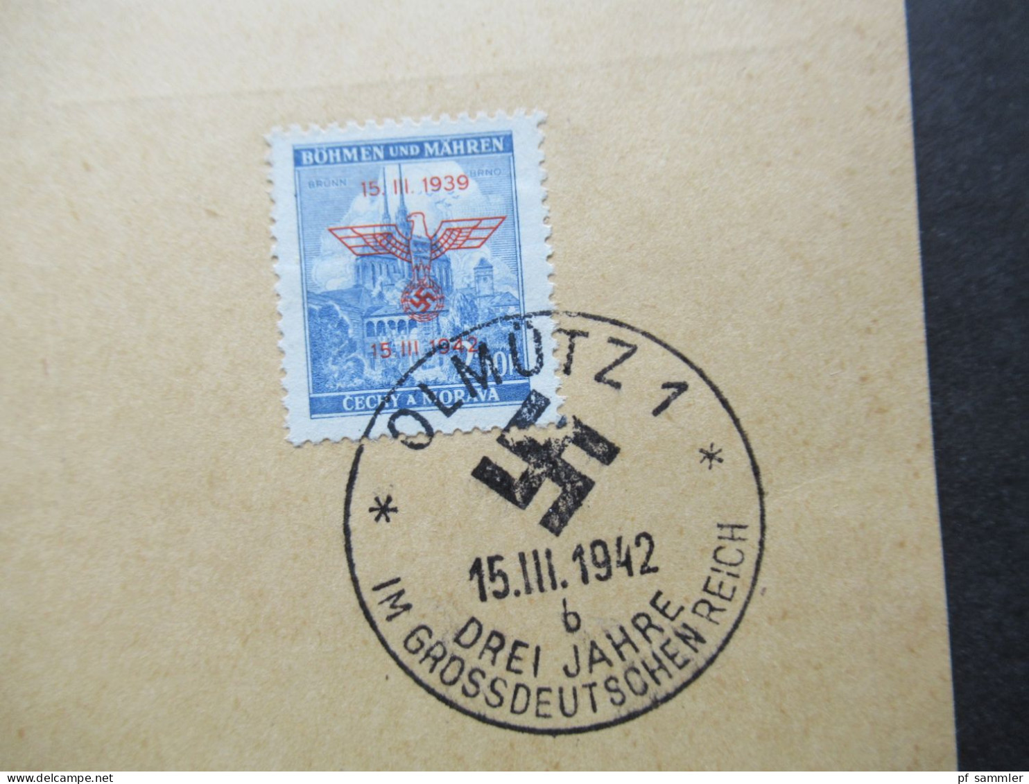 DR Böhmen Und Mähren 1942 Blanko Postkarte Mit Nr.83 / 84 Mit Sonderstempel Olmütz 1 Drei Jahre Im Grossdeutschen Reich - Covers & Documents