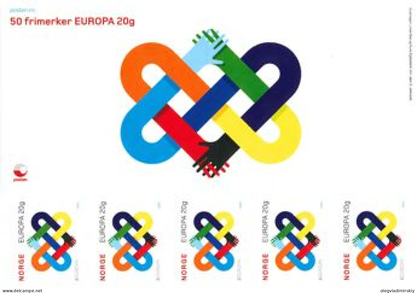 Norway Norge 2023 Europa CEPT Peace Sheetlet Header With Large Field Label Mint - Blokken & Velletjes