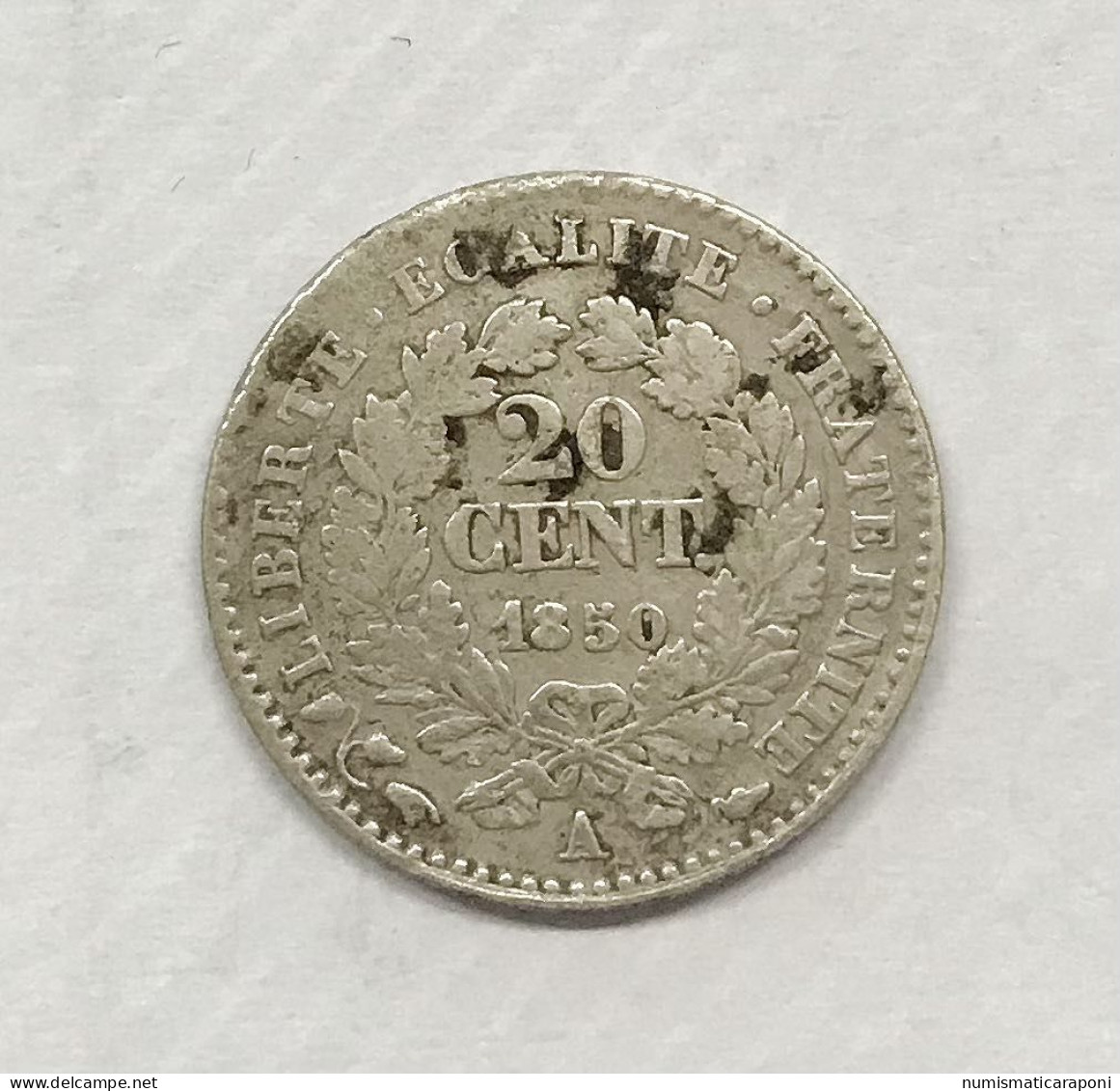 Francia France IIème République 20 Cent. Cérès Argent 1850 A, Paris E.632 - 20 Centimes