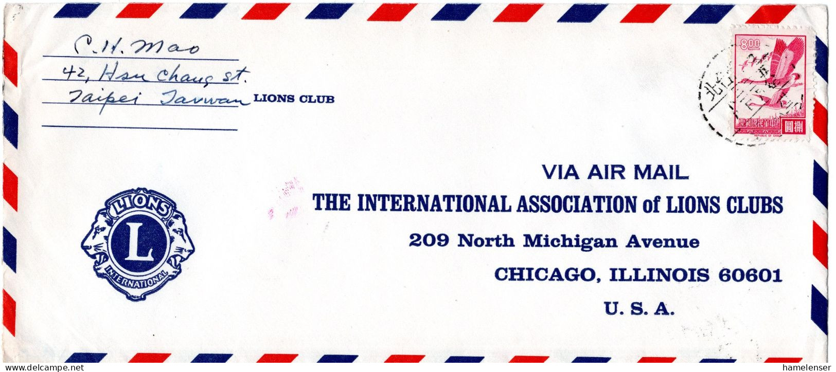 L66118 - China / Taiwan - 1969 - $8 Gaense EF A LpBf TAIPEI -> Chicago, IL (USA) - Geese