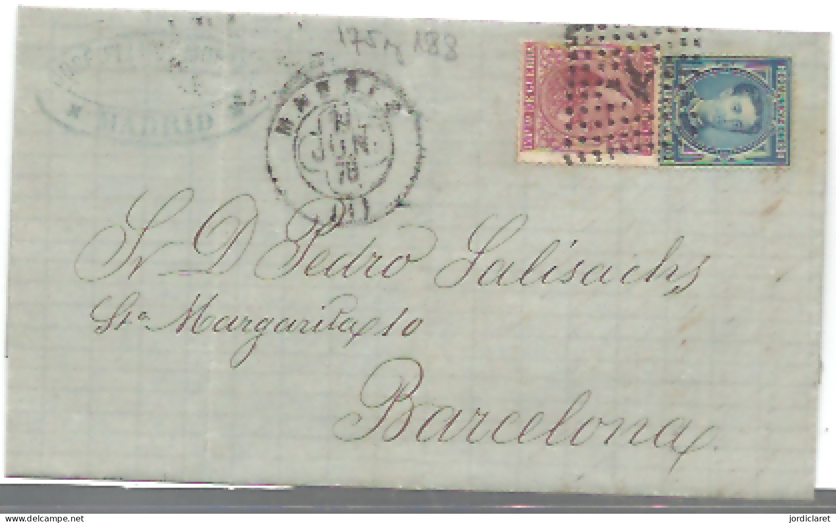 CARTA 1878 MADRID A BARCELONA - Storia Postale