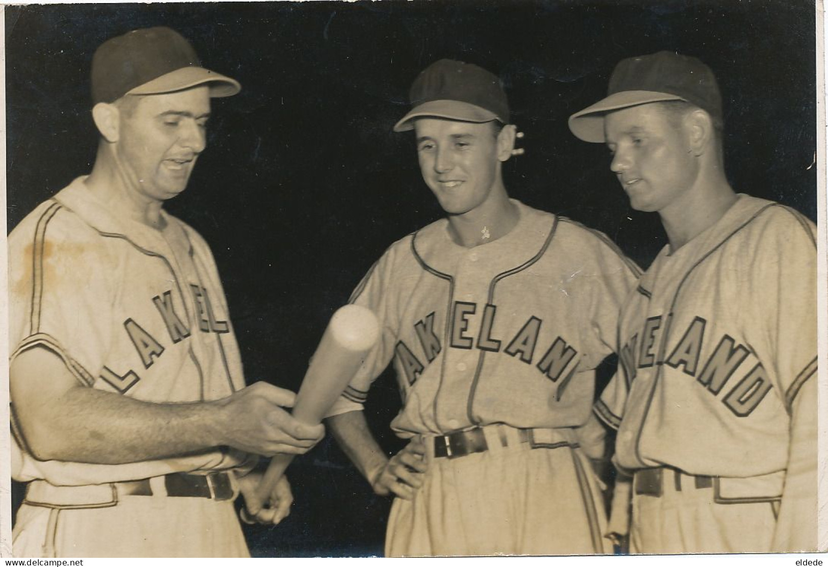 Real Photo May 4 / 1948  Lakeland Baseball Players  Chuk Alleno ? Sony Howard ? Galbert ? Foto Rocamora Cuba - Honkbal