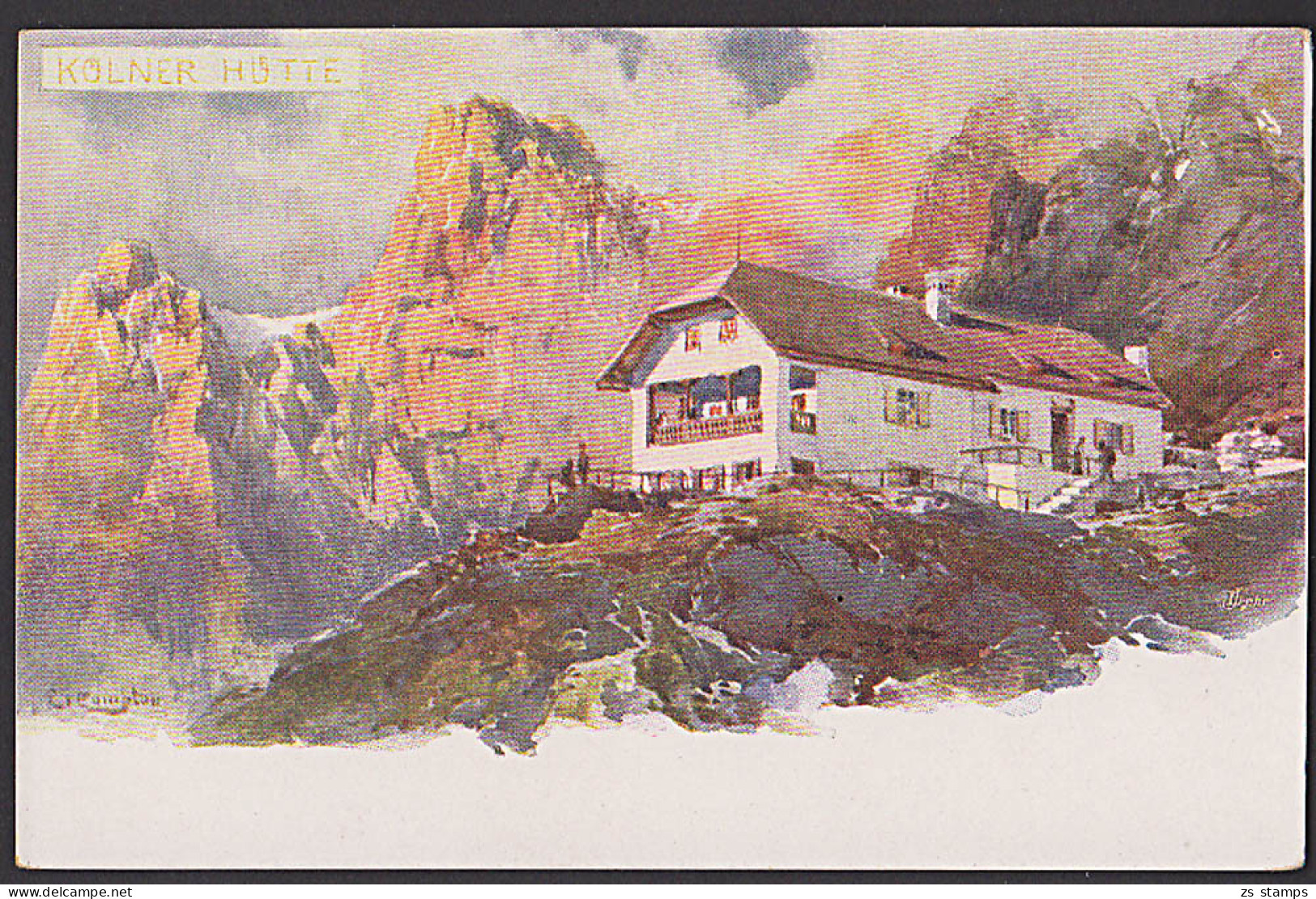 Gruss Vom Schlern Sig. Künstlerkarte, KÖLNER HÜTTE  1902  Ungebraucht - Compton, E.T.