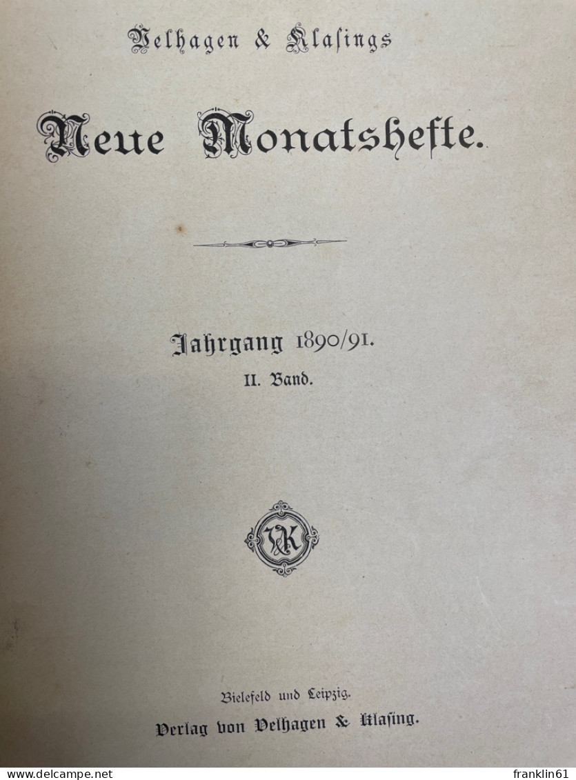 Velhagen & Klasings Neue Monatshefte. Jahrgang 1890,91. II.Band. - Otros & Sin Clasificación