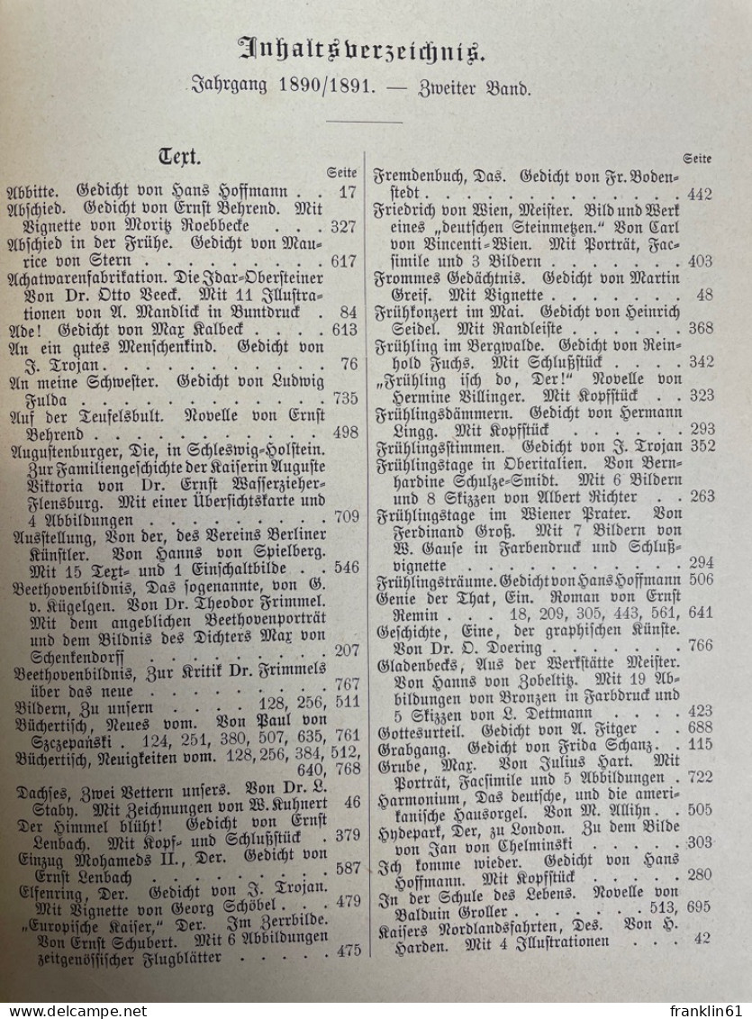 Velhagen & Klasings Neue Monatshefte. Jahrgang 1890,91. II.Band. - Autres & Non Classés