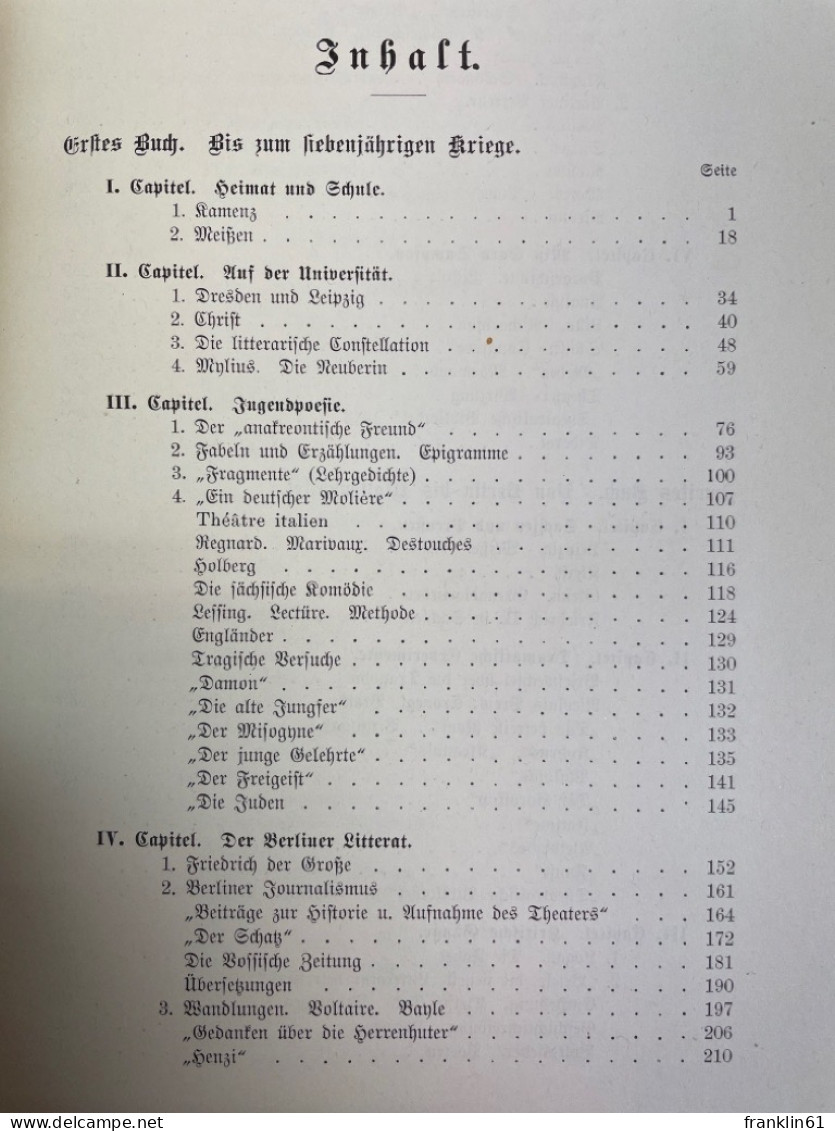 Lessing. Geschichte Seines Lebens Und Seiner Schriften. Band 1 Und 2 KOMPLETT. - Biografieën & Memoires