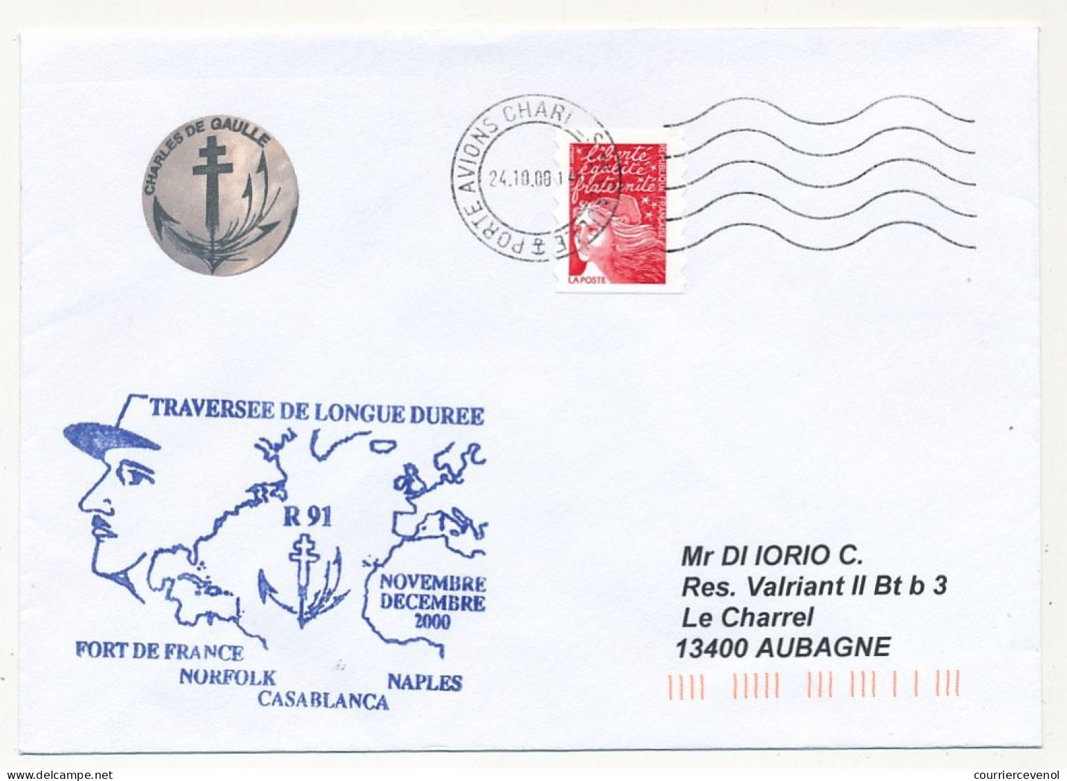 FRANCE - Env. Aff. Luquet OMEC Porte Avions Charles De Gaulle + "Traversée De Longue Durée..." - Correo Naval