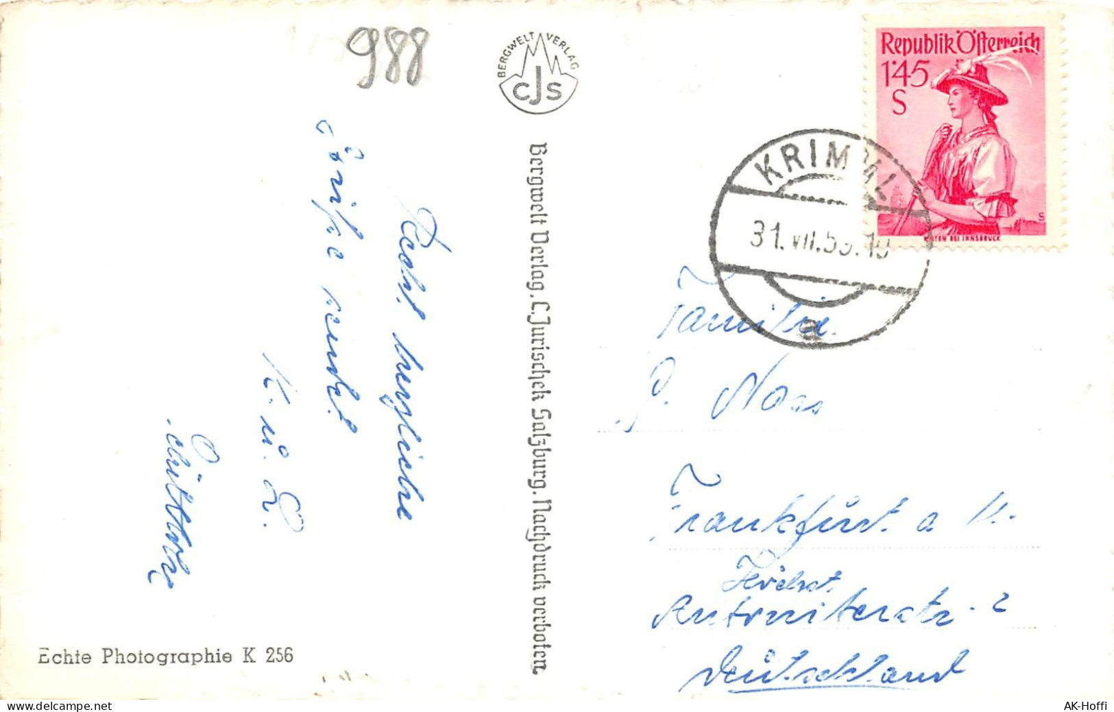 Krimml - Krimmler Achental Gelaufen 1955 (2499) - Krimml