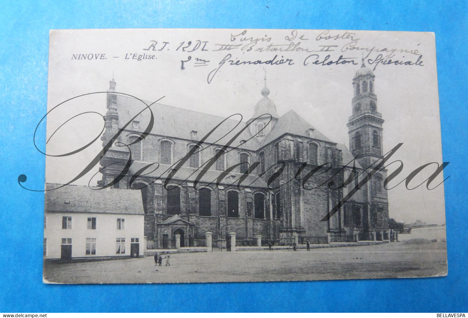 Ninove Kerk Militair Post  S.M.  19-8- RI. 12 DI 2 E Grenadiers Peleton Spéciale 1919 L.De Coster - War 1914-18