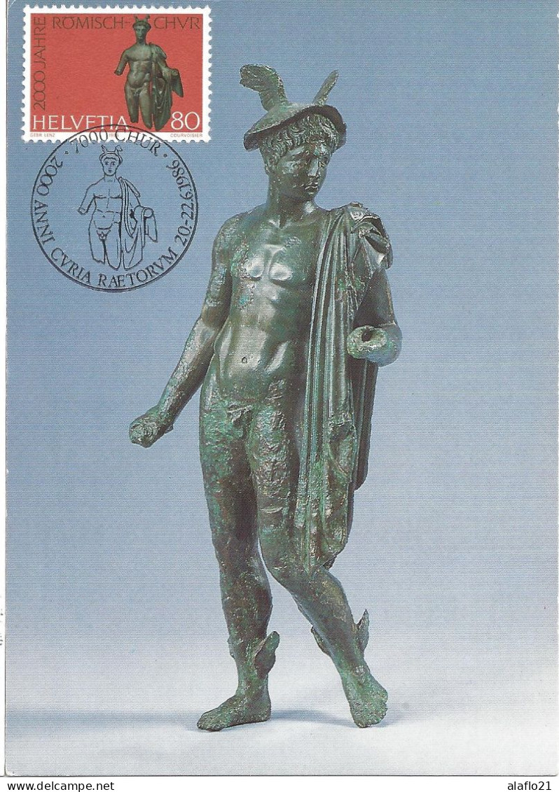 SUISSE - CARTE MAXIMUM - Yvert N° 1239 - BIMILLENAIRE De COIRE - STATUETTE De MERCURE En BRONZE - Maximum Cards