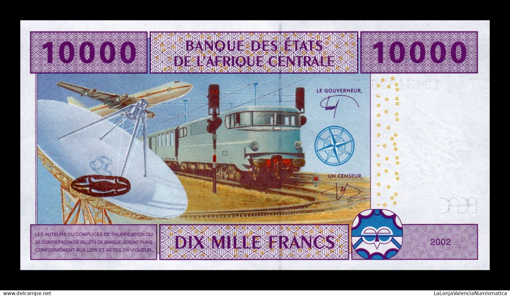 Estados África Central Central African St. Congo 10000 Francs 2002 (2020)  Pick 110Td Sc Unc - Democratic Republic Of The Congo & Zaire