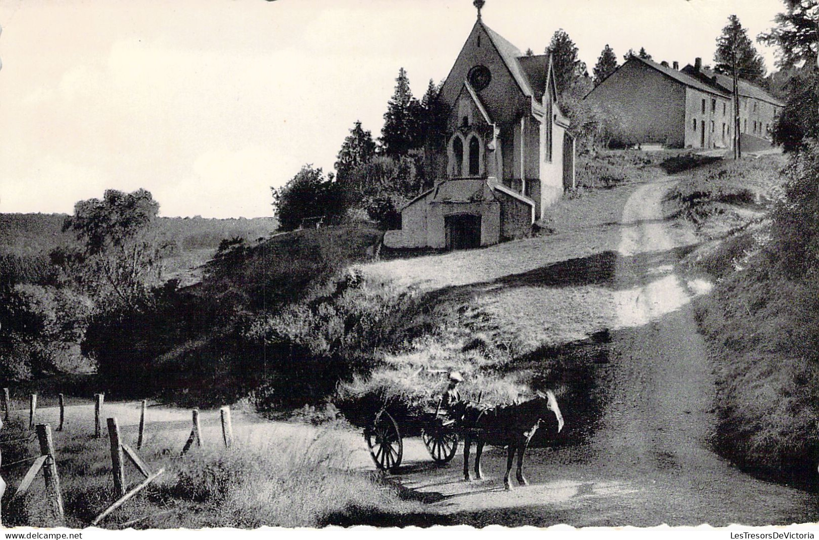 BELGIQUE - CHINY - Chapelle ND - Charette Et Cheval - Carte Postale Ancienne - Chiny