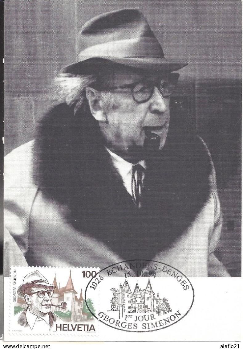 SUISSE - CARTE MAXIMUM - Yvert N° 1463 - HOMMAGE à GEORGES SIMENON - Maximum Cards