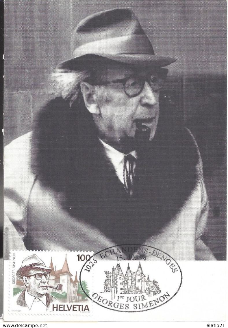 SUISSE - CARTE MAXIMUM - Yvert N° 1463 - HOMMAGE à GEORGES SIMENON - Cartes-Maximum (CM)