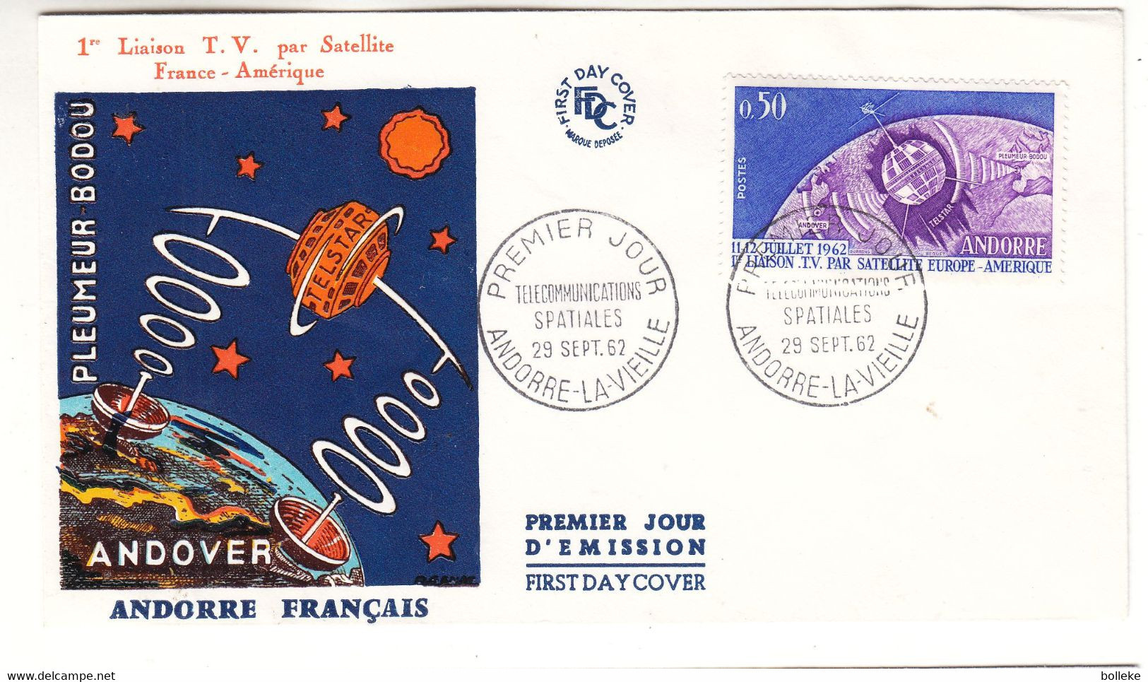 Espace - Satellites - Andorre Français - Lettre FDC De 1962 - Oblit Andorre La Vieille - - Lettres & Documents