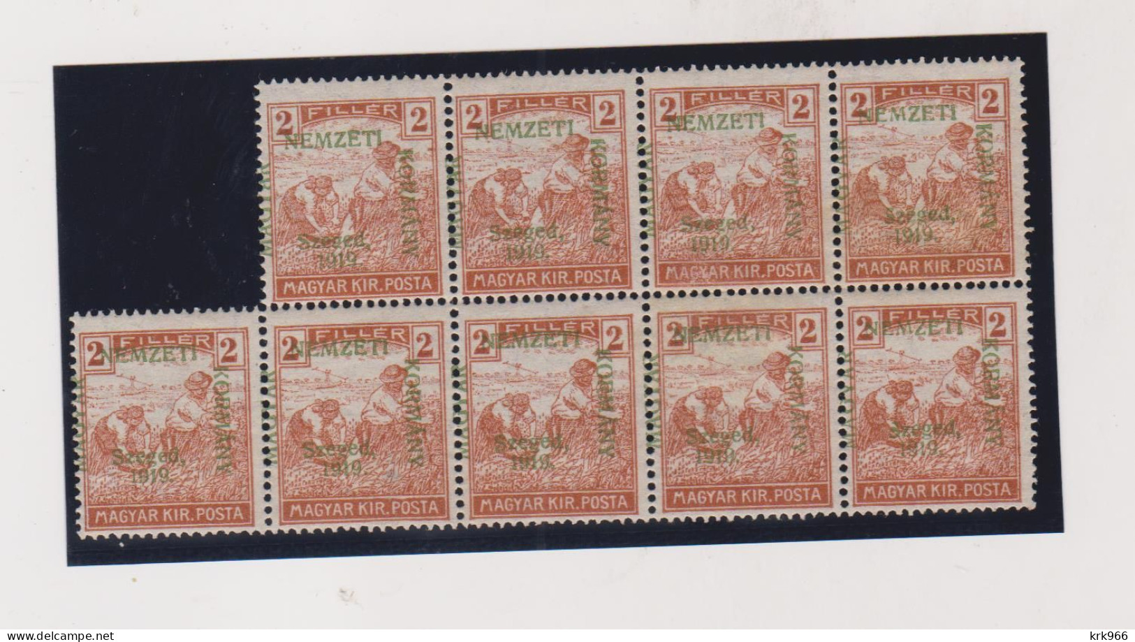 HUNGARY 1919 SZEGED SZEGEDIN Locals Mi 6 Bloc Of 9  MNH - Emissioni Locali